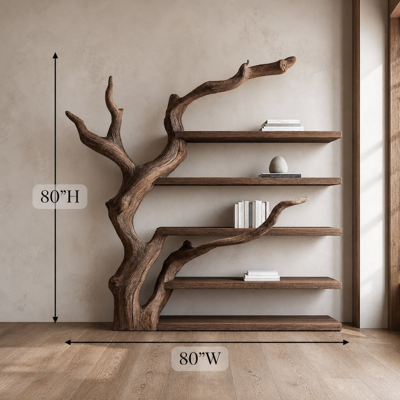 Rustic Tree Inspired Wall Shelf For Living Room And Study Room - product view 4