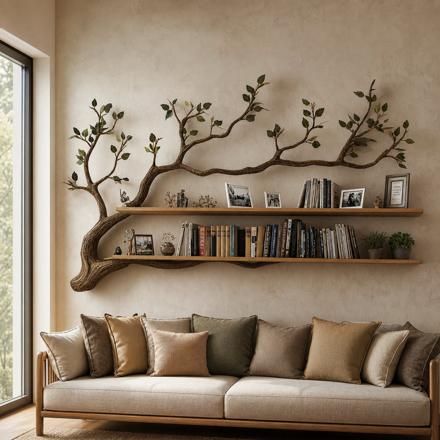Rustic Tree Inspired Wall Shelf Minimalist Home