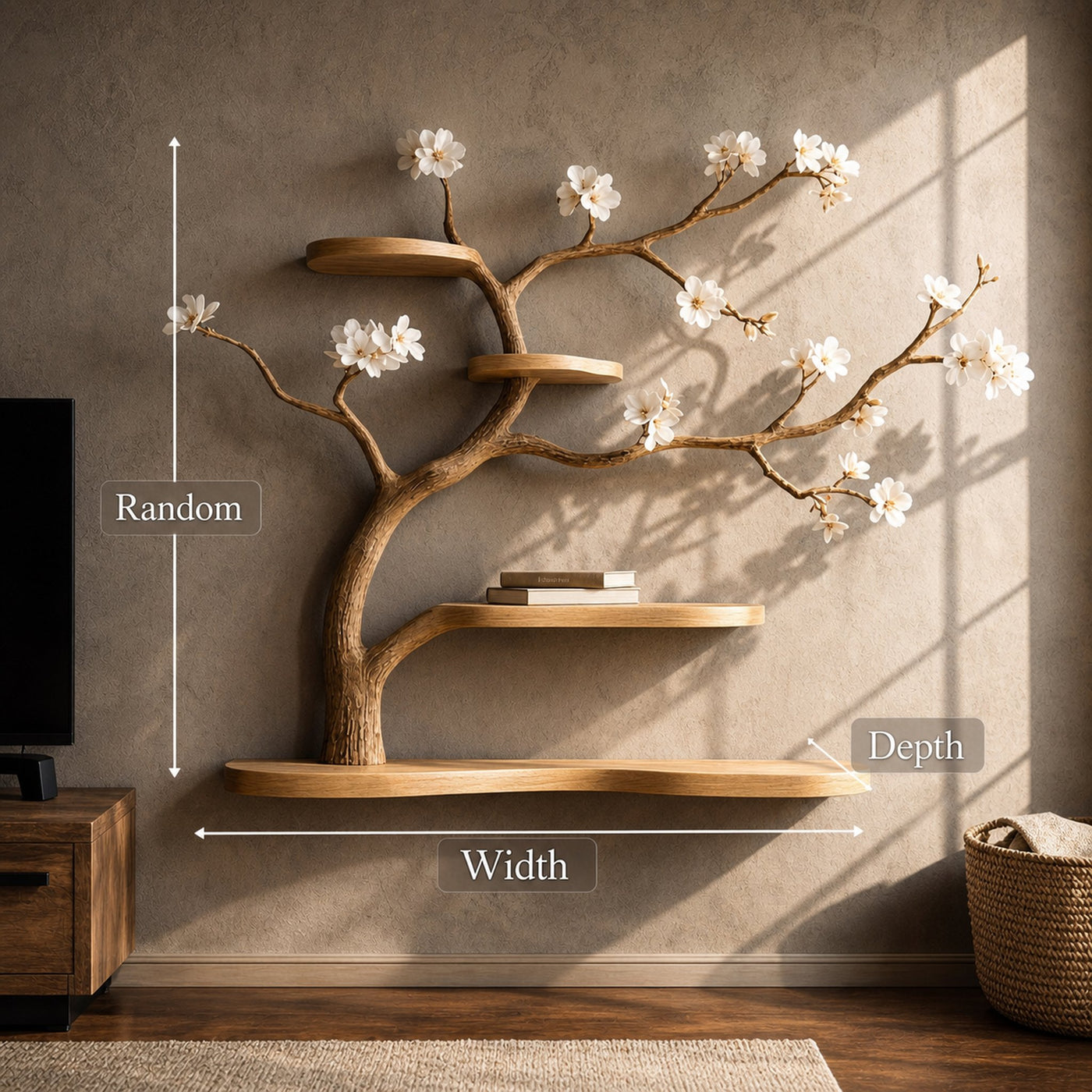 Rustic Tree Inspired Wall Shelf Wall Art For Bedroom - product view 4
