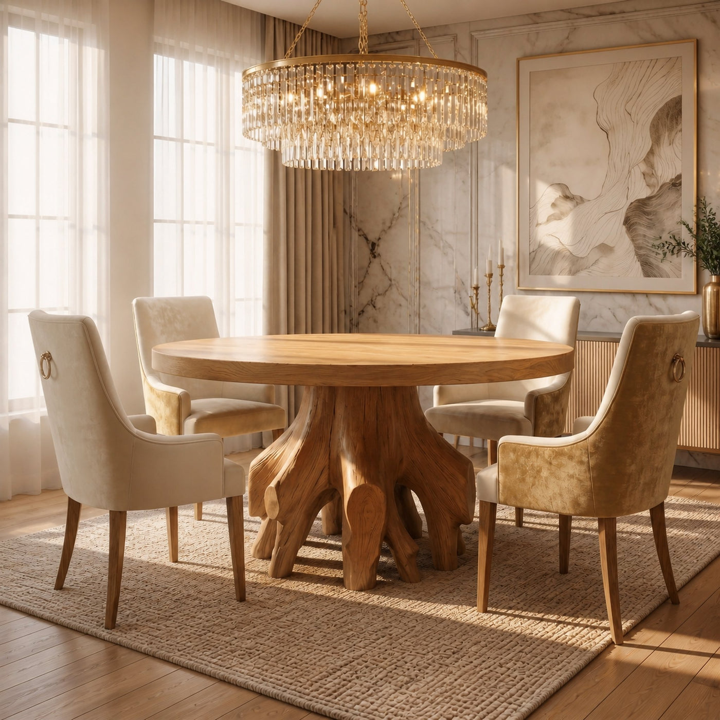 Rustic Tree Root Dining Table For Dining Room - product view 5