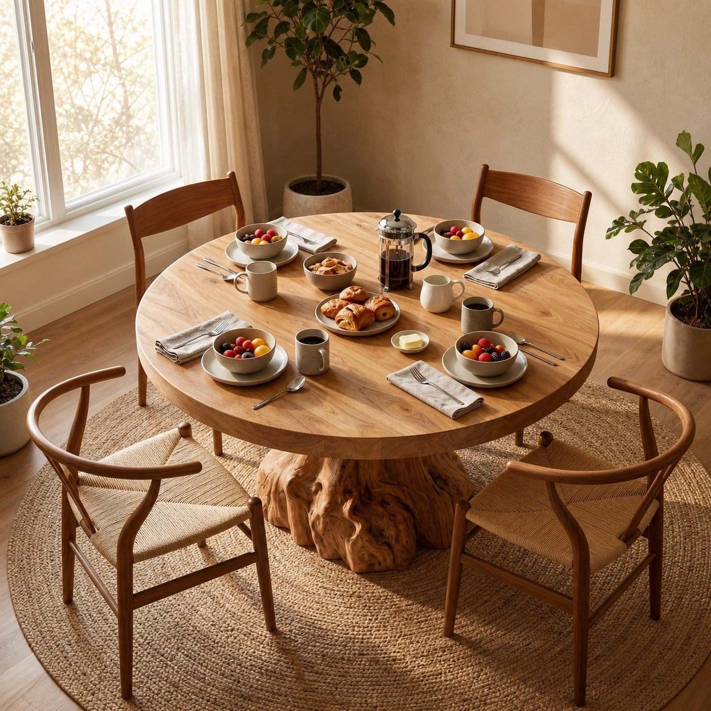 Rustic Tree Root Round Dining Table For Dining Room And Kitchen - product view 2