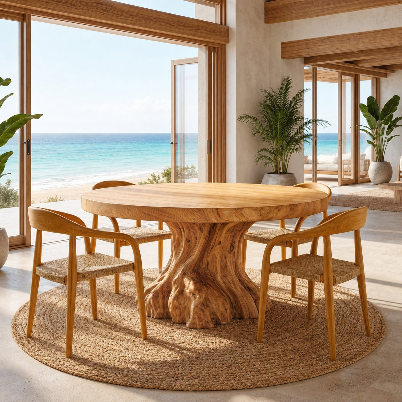 Rustic Tree Root Round Dining Table For Dining Room And Kitchen - product view 5