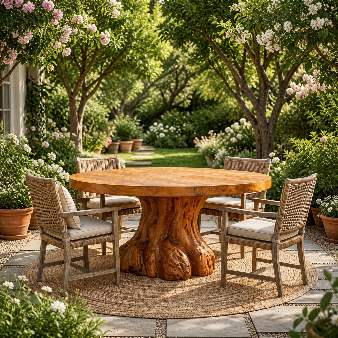 Rustic Tree Root Round Dining Table For Dining Room And Kitchen - product view 6