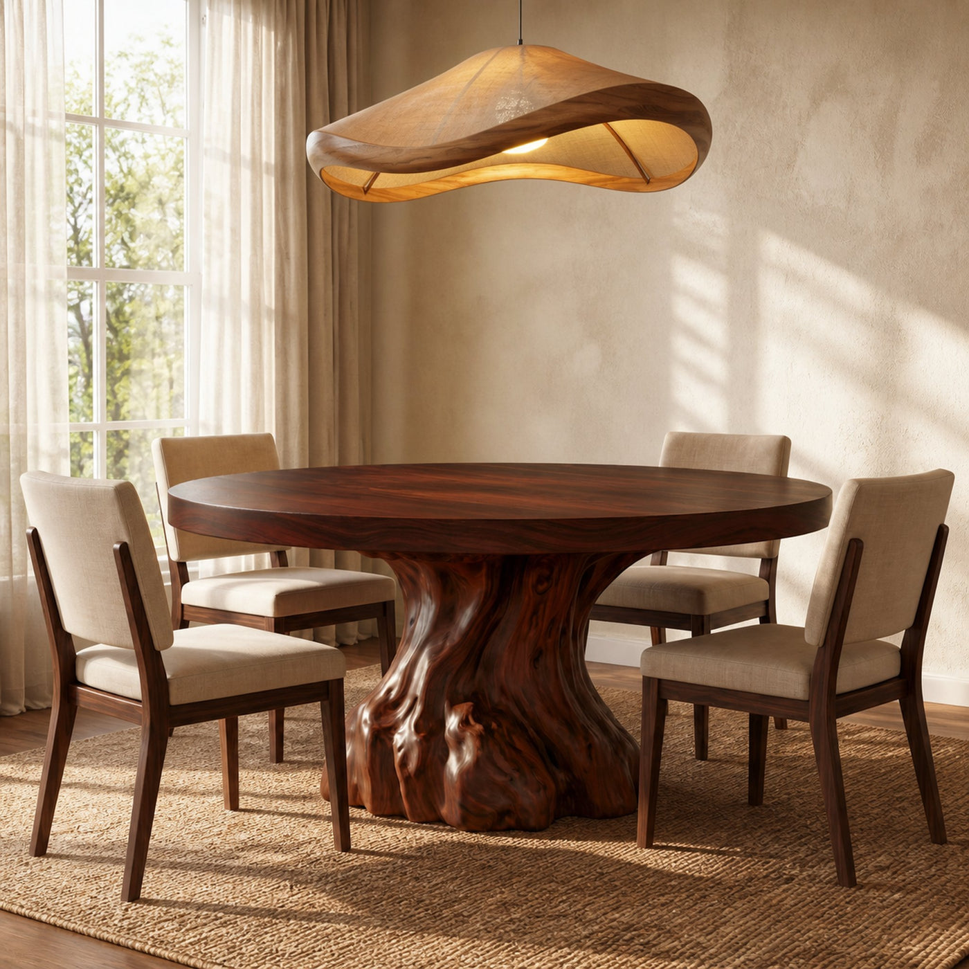 Rustic Tree Root Round Dining Table For Dining Room And Kitchen - product view 7