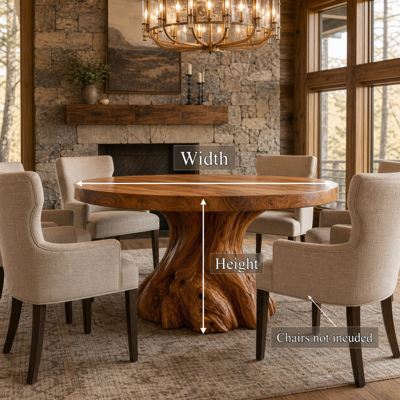 Rustic Tree Root Round Dining Table For Dining Room And Kitchen - product view 8