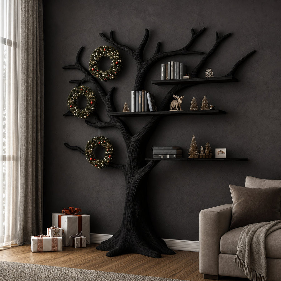 Rustic Tree Shaped Shelf Study Room Christmas Decor