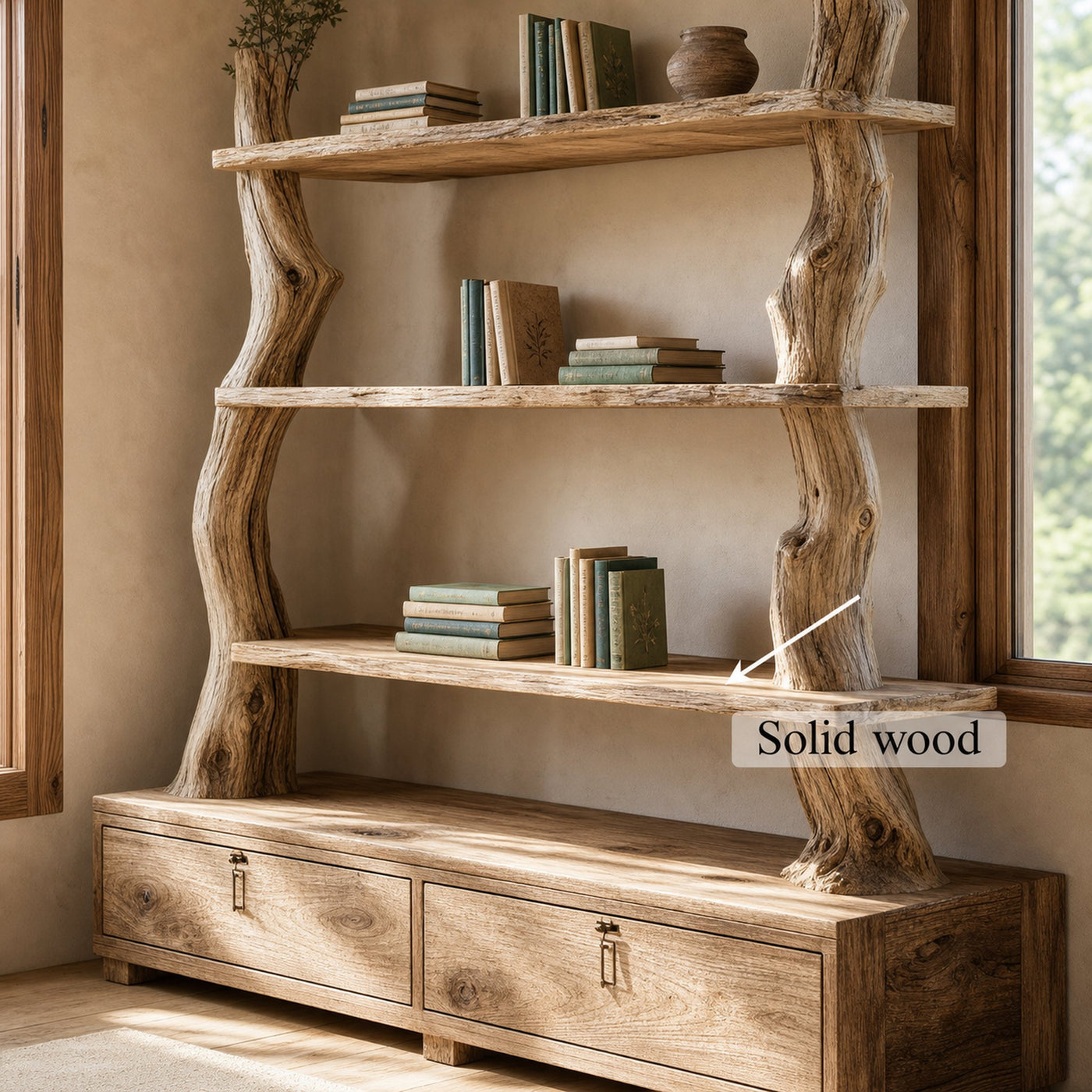 Rustic Tree Shelf Cabinet Bedroom - product view 3