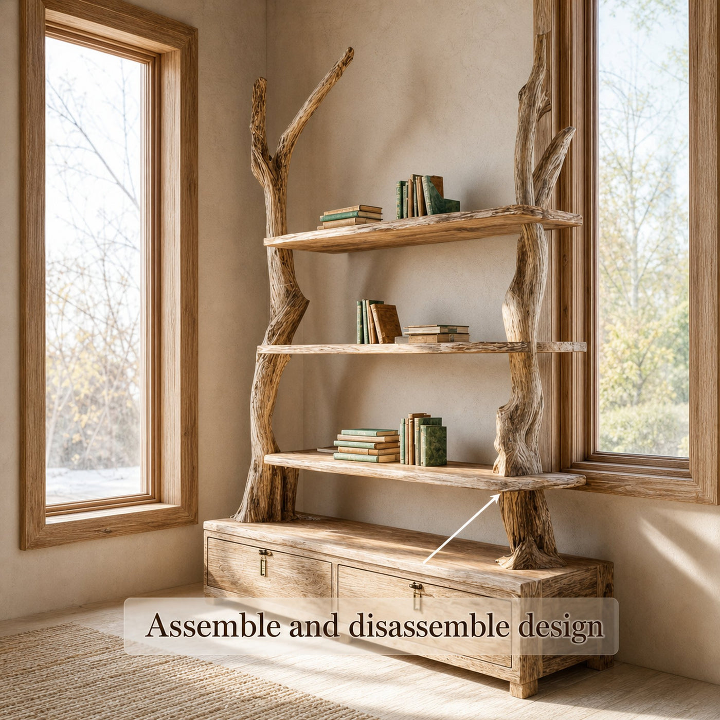 Rustic Tree Shelf Cabinet Bedroom - product view 4