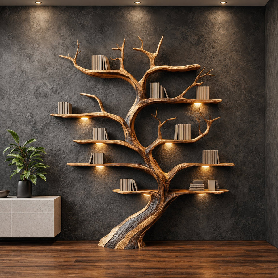 Rustic Tree Shelf Handmade Wood Wall Mounted Gift