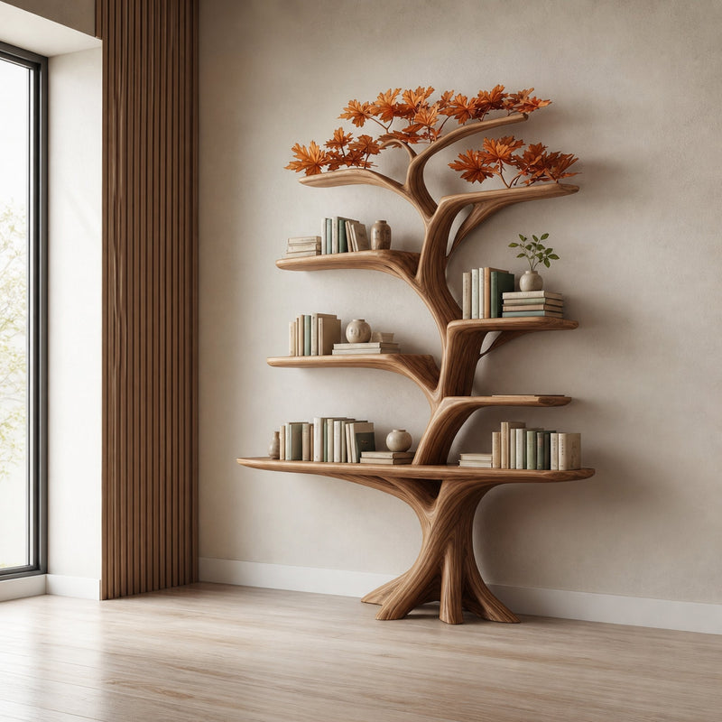 Wildgrove Anchor Solid Wood Tree Bookshelf with Trunk Base
