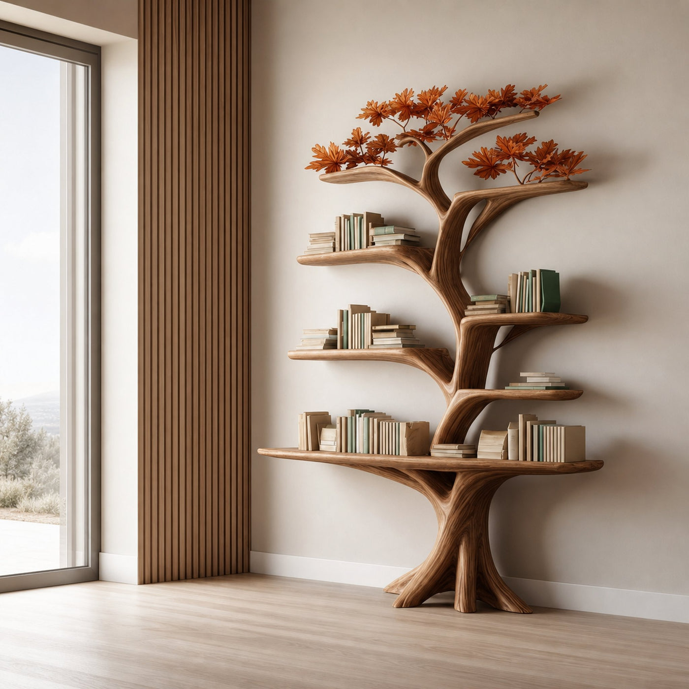 Rustic Tree Shelf Living Room Storage - product view 2
