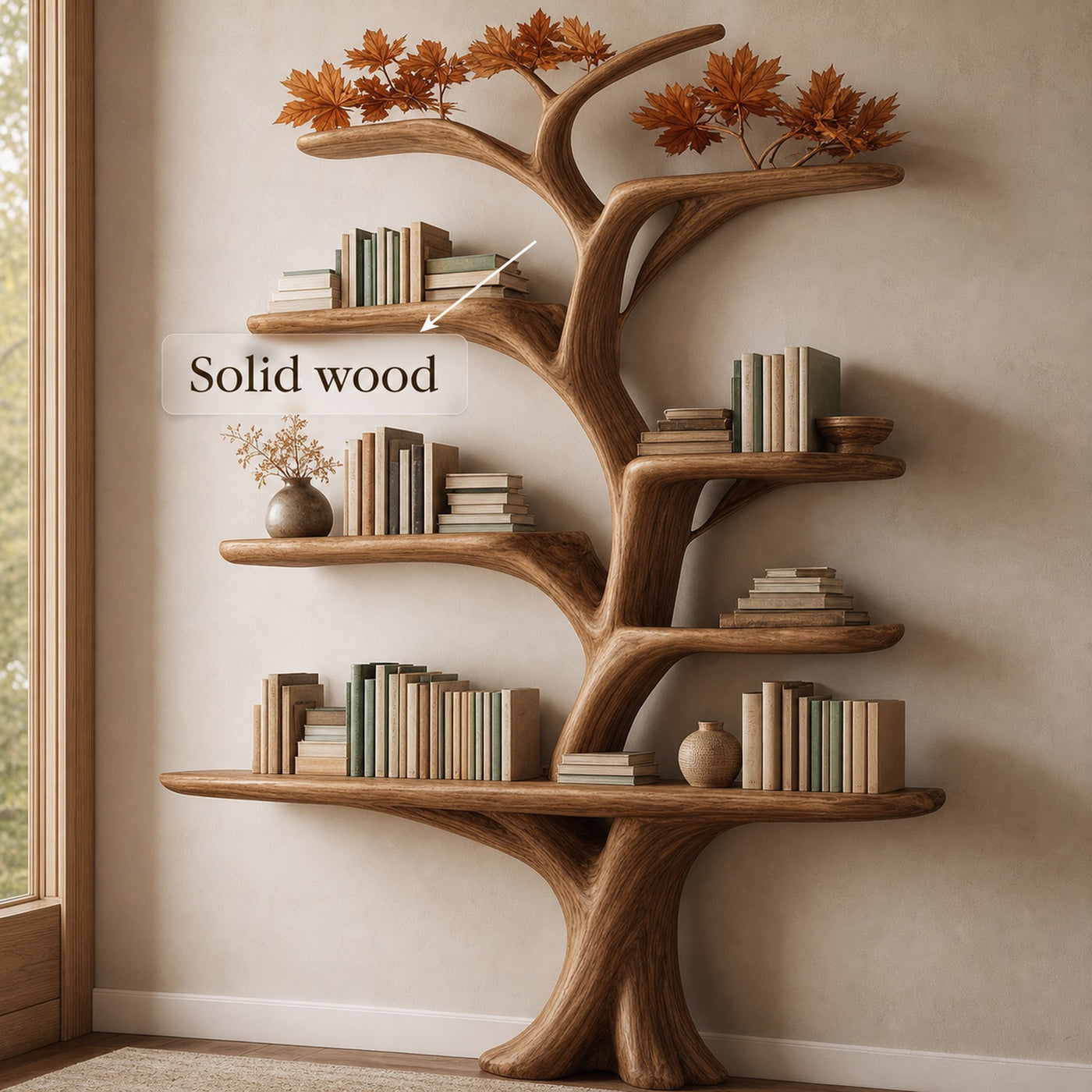 Rustic Tree Shelf Living Room Storage - product view 3