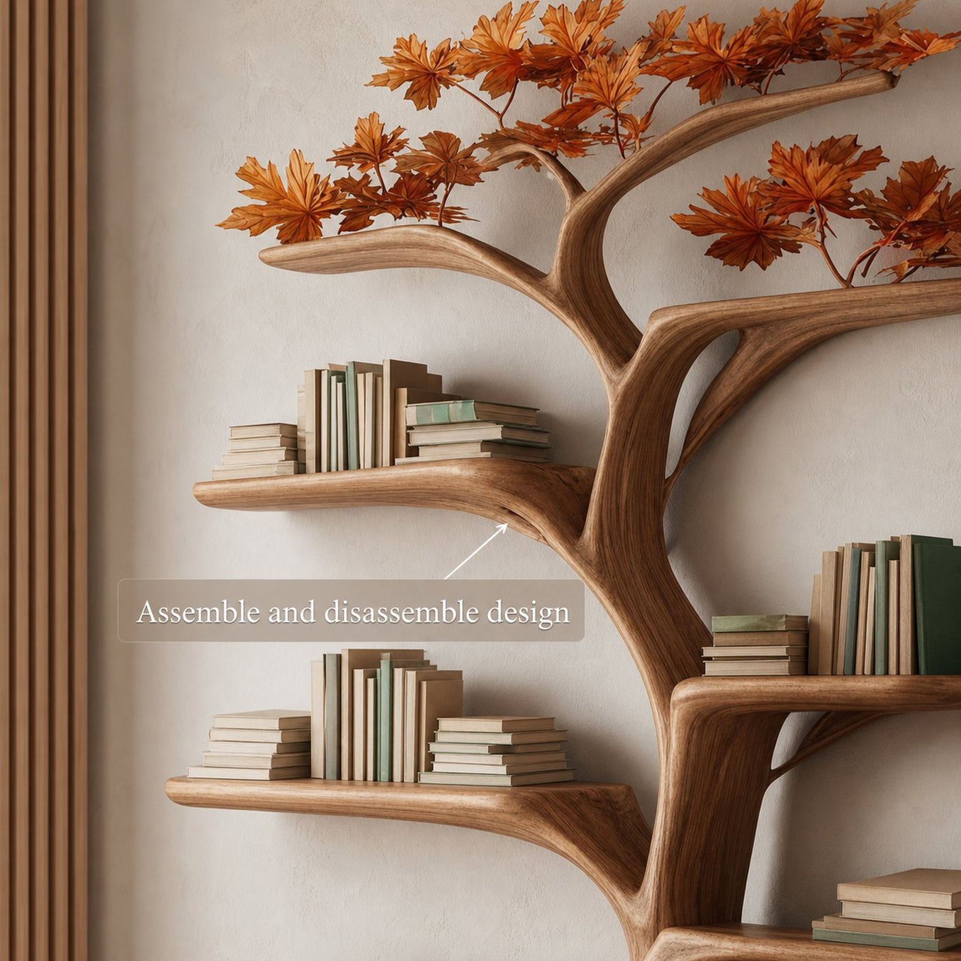 Rustic Tree Shelf Living Room Storage - product view 4