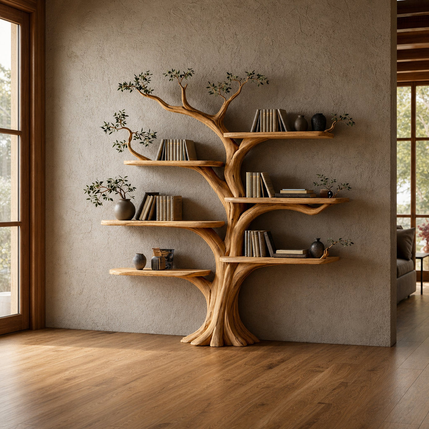 Rustic Tree Style Bookshelf Modern Interior