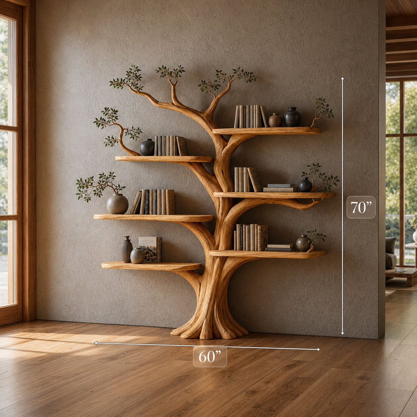 Rustic Tree Style Bookshelf Modern Interior - product view 4