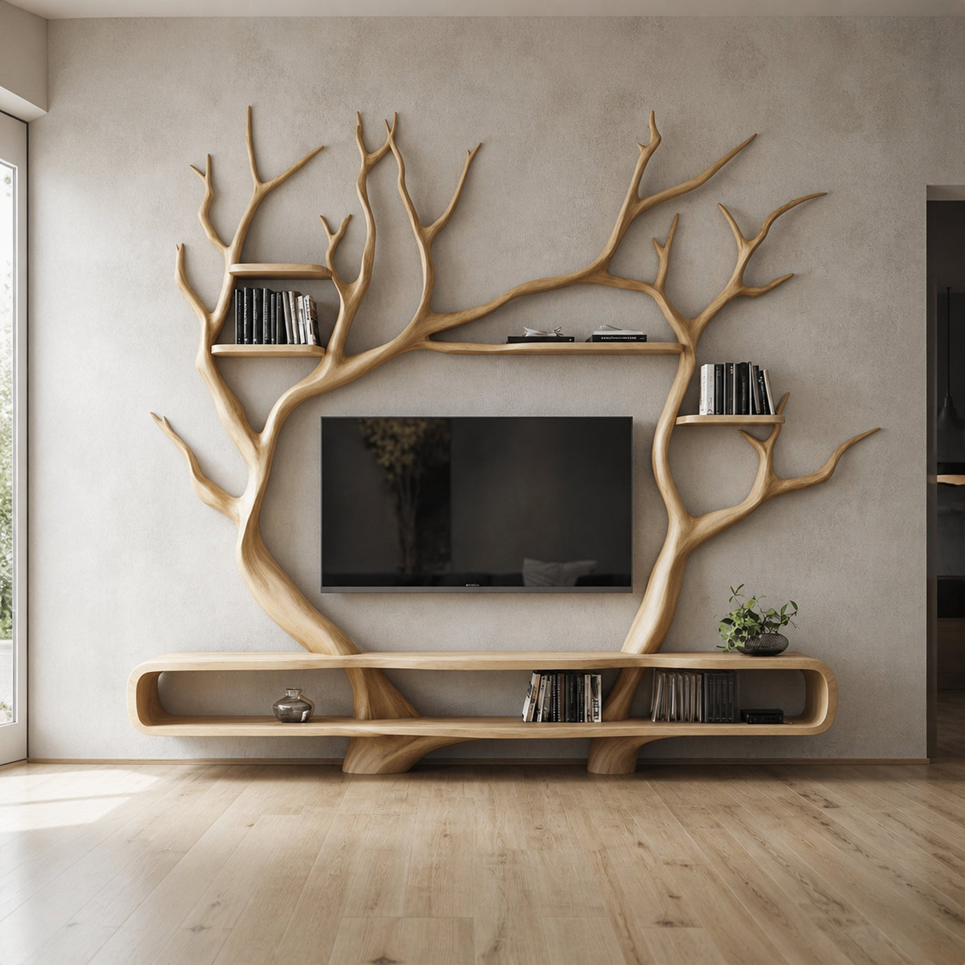 Rustic Tree TV Cabinet Living Room Wall Unit GiftSINLKITB341