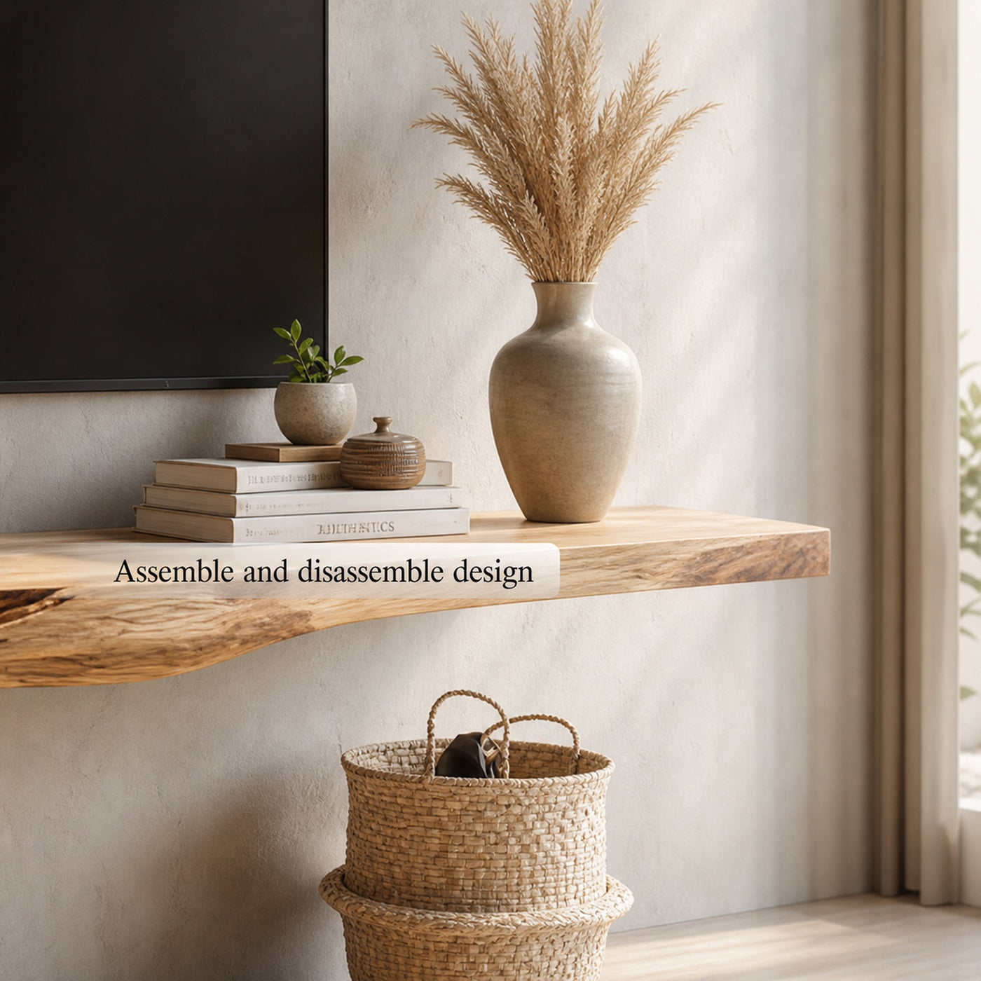 Rustic Tree TV Console Living Room Bedroom Wall Display - product view 3