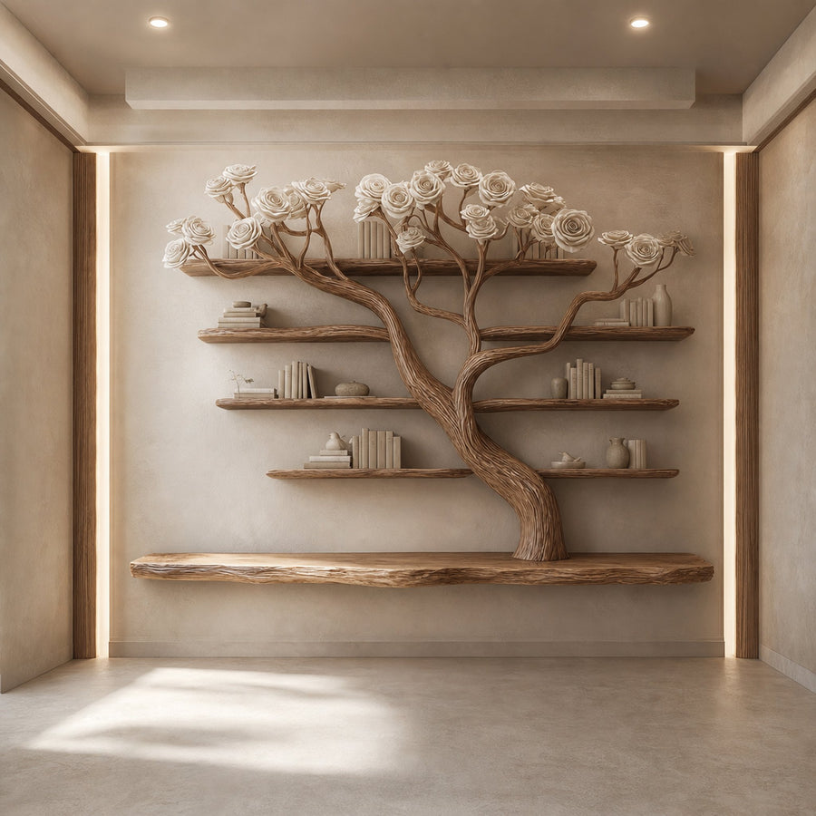 Rustic Tree Wall Bookcase Bedroom Decor