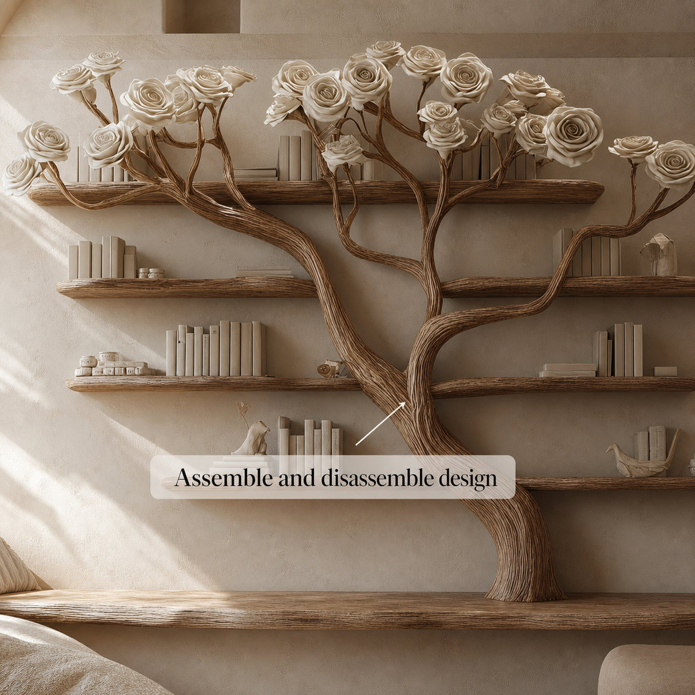 Rustic Tree Wall Bookcase Bedroom Decor - product view 4