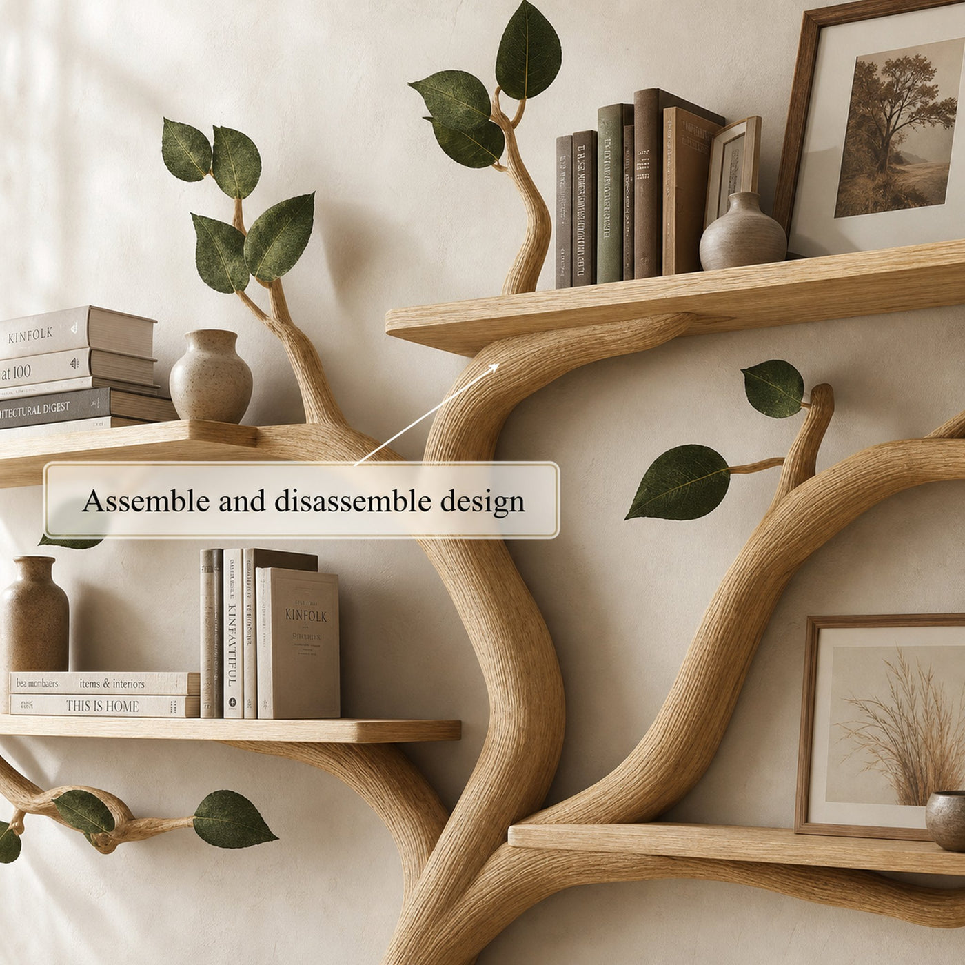 Rustic Tree Wall Shelf Contemporary Bedroom Entryway - product view 3