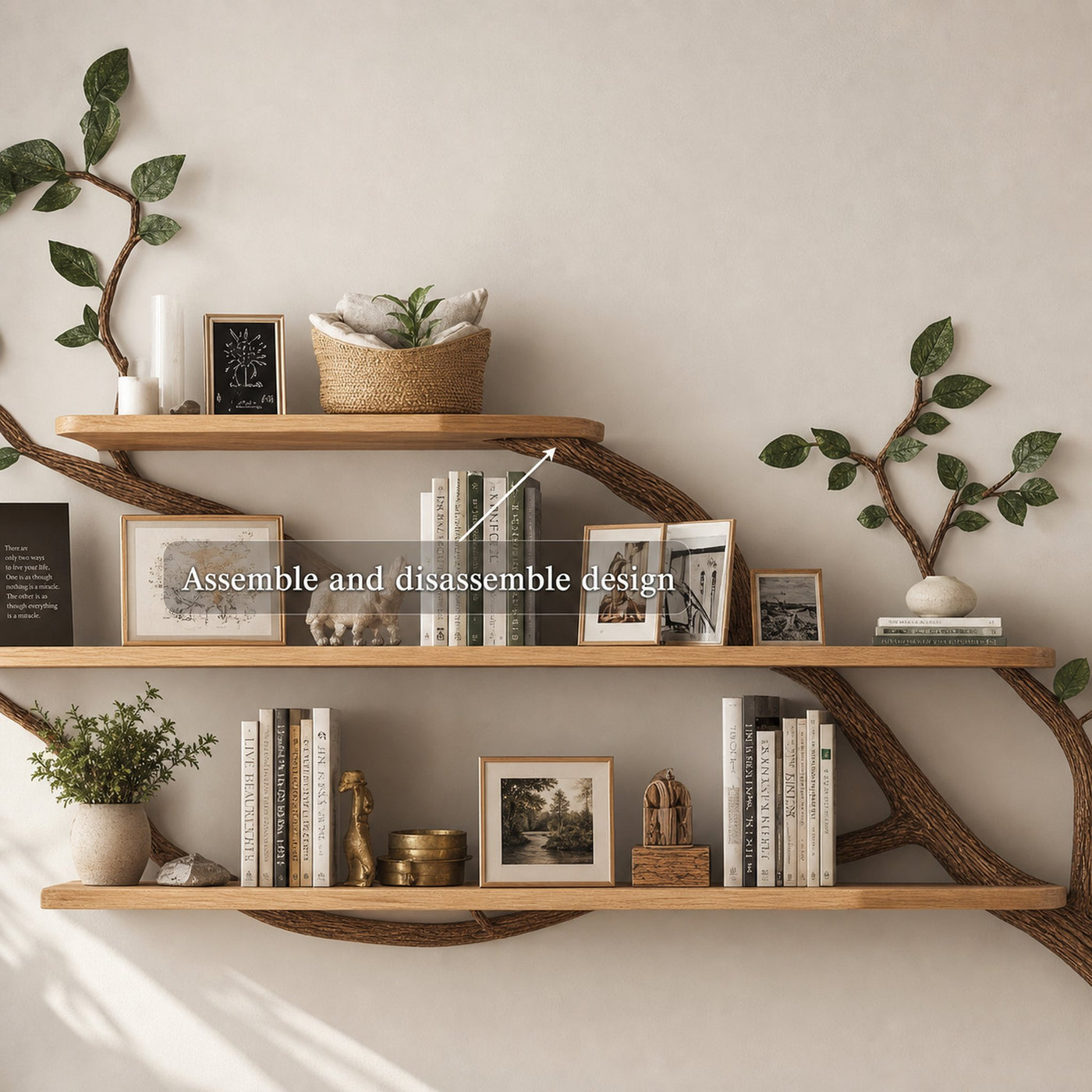 Rustic Tree Wall Shelf For Modern Bedroom Decor - product view 3