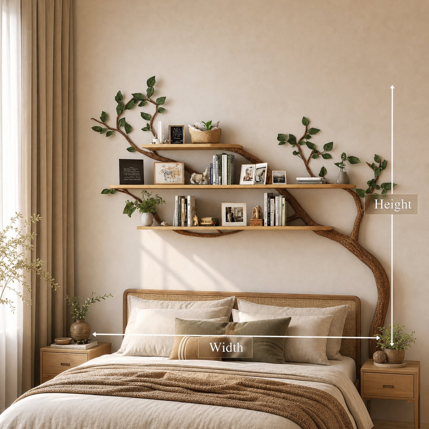 Rustic Tree Wall Shelf For Modern Bedroom Decor - product view 4