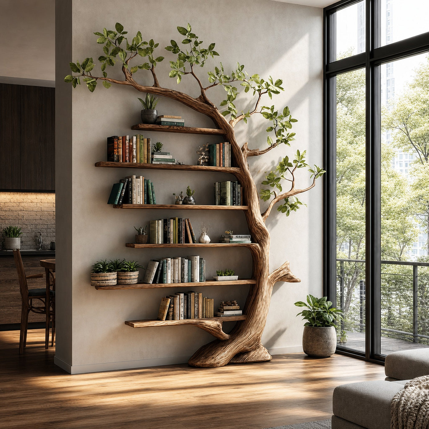 Rustic Tree Wall Unit Living Room Dining Room Artistic Decor