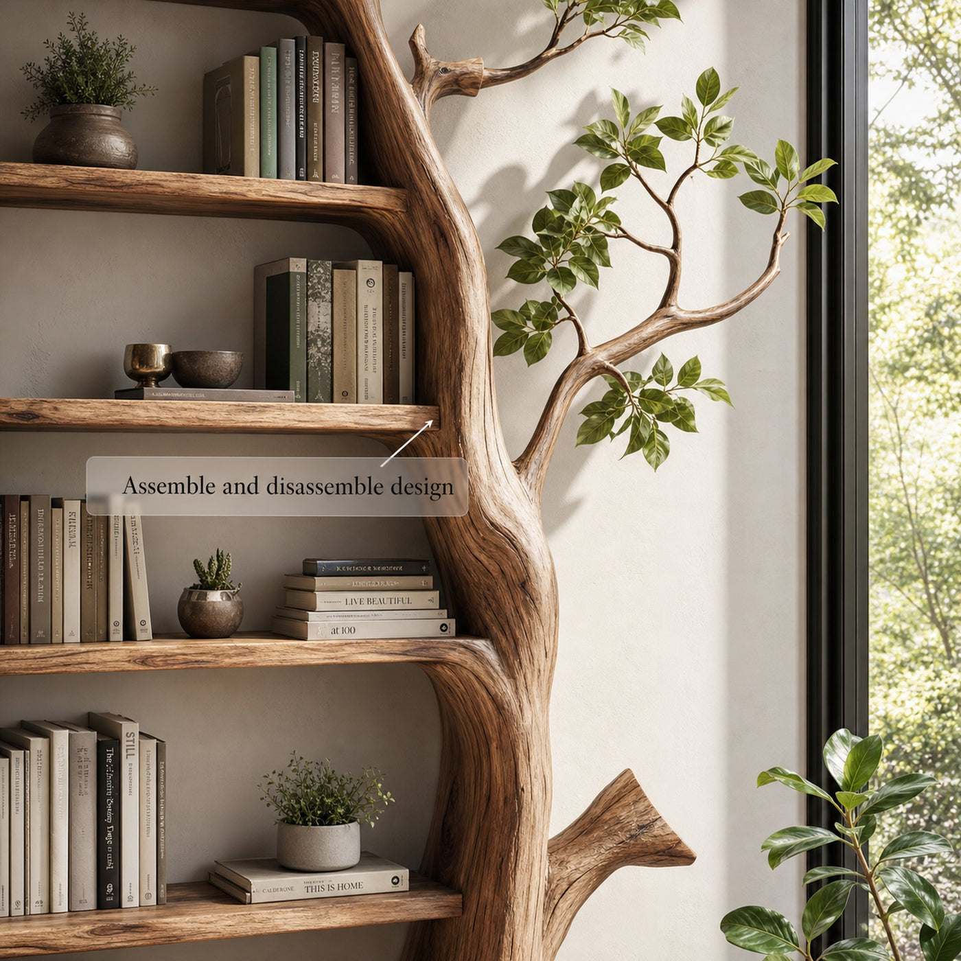 Rustic Tree Wall Unit Living Room Dining Room Artistic Decor - product view 3