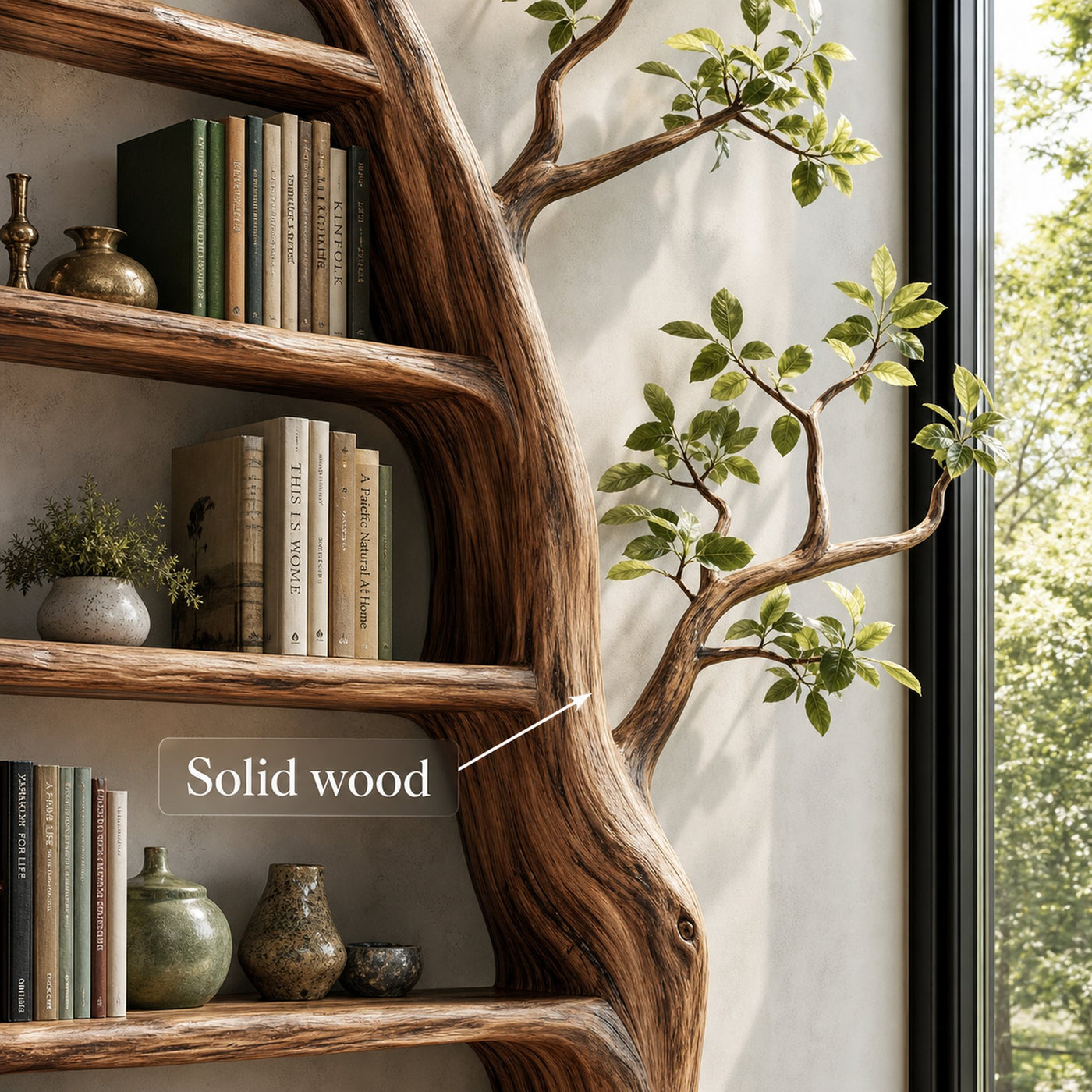 Rustic Tree Wall Unit Living Room Dining Room Artistic Decor - product view 4