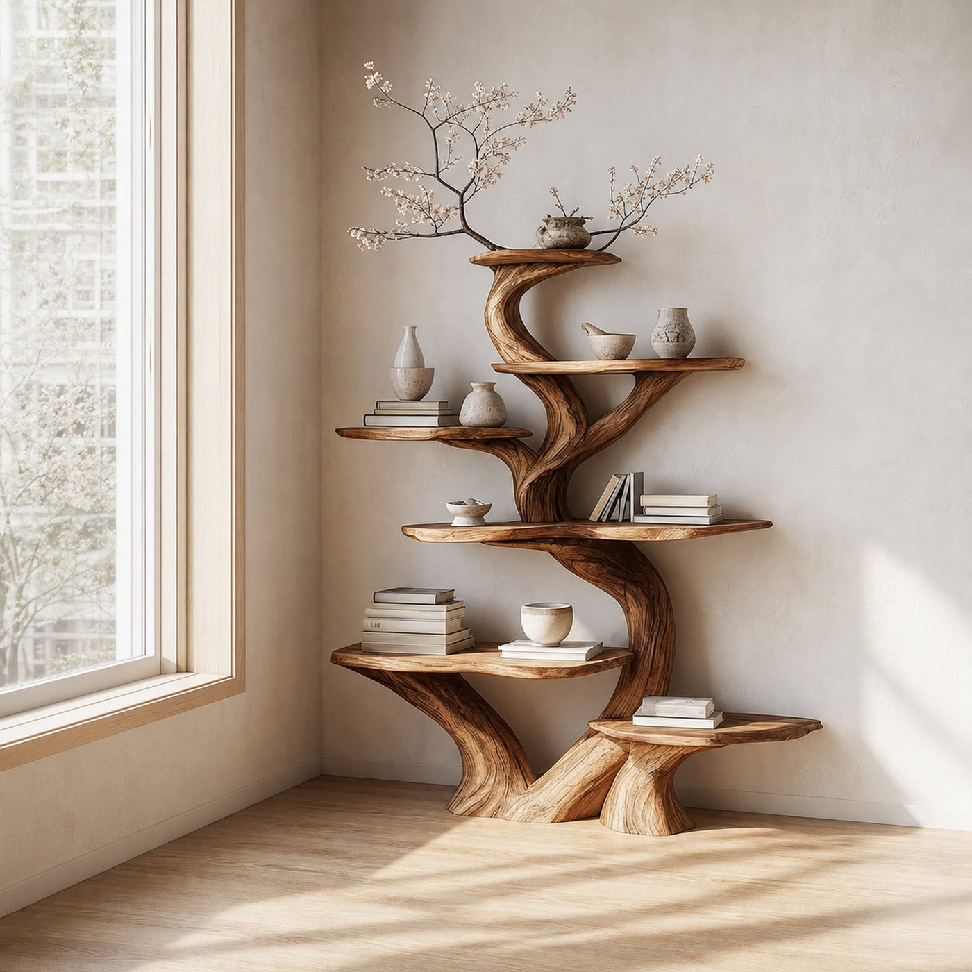 Rustic Unique Tree Bookshelf Living Room Home Decor - product view 2