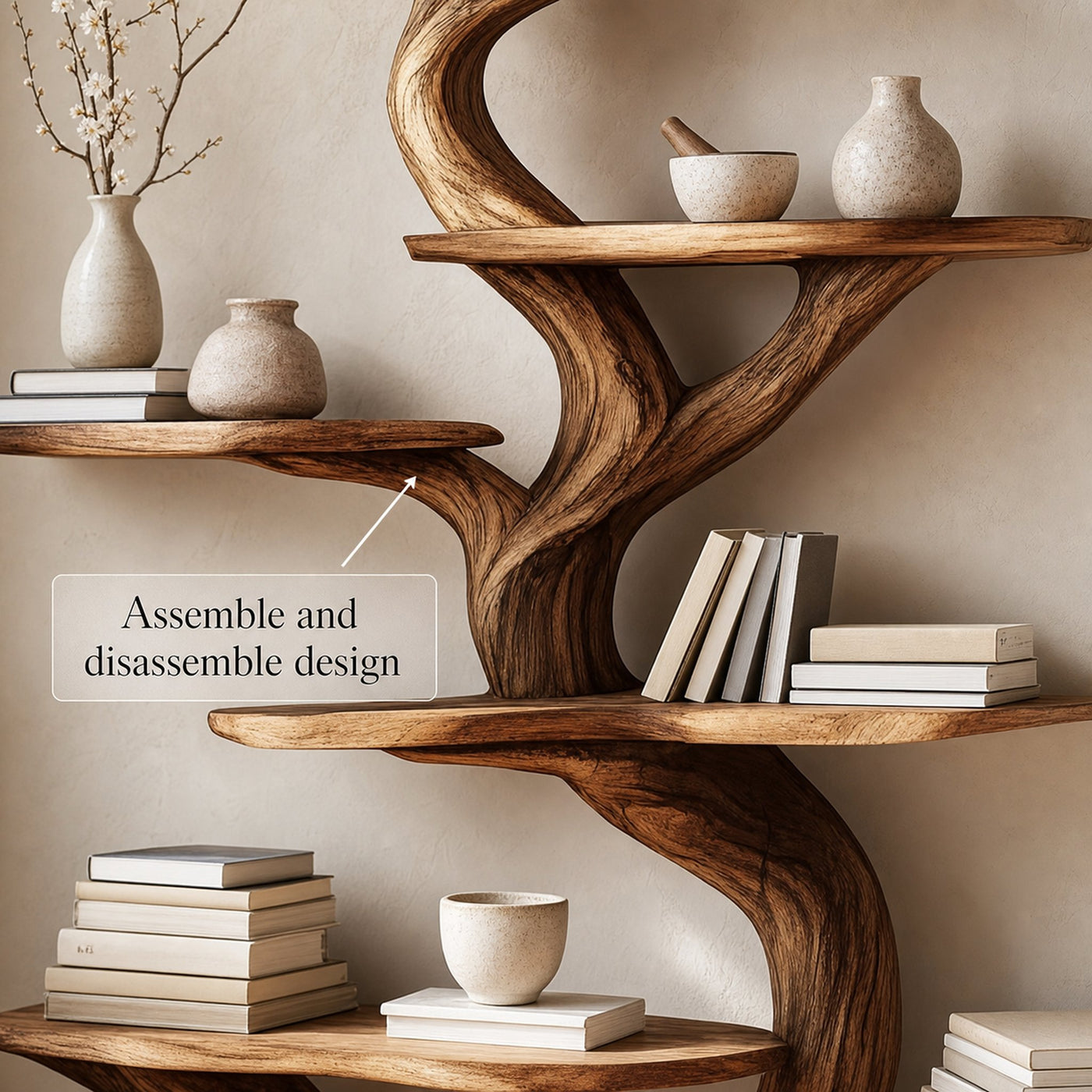 Rustic Unique Tree Bookshelf Living Room Home Decor - product view 3