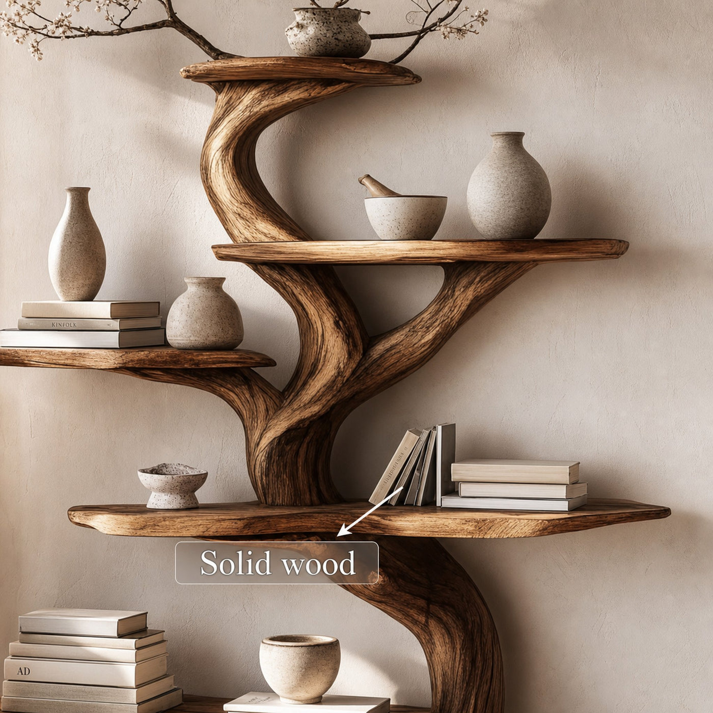 Rustic Unique Tree Bookshelf Living Room Home Decor - product view 4