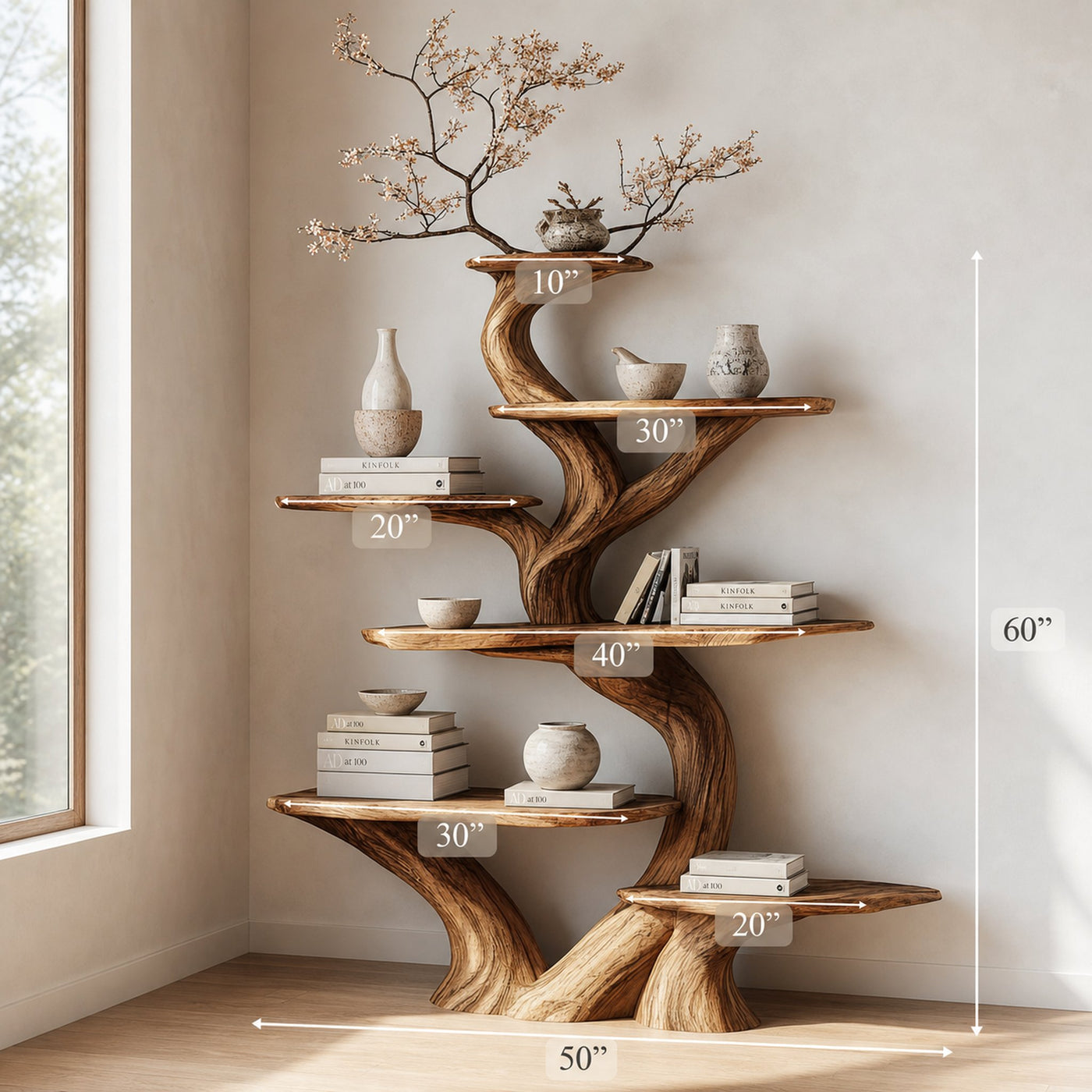 Rustic Unique Tree Bookshelf Living Room Home Decor - product view 5