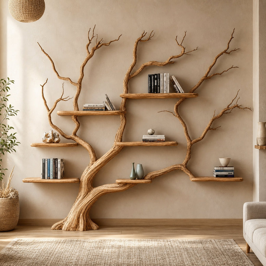 Rustic Wall Mounted Branch Tree For Living Room