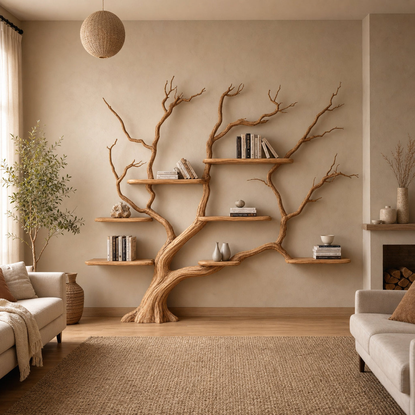 Rustic Wall Mounted Branch Tree For Living Room - product view 3