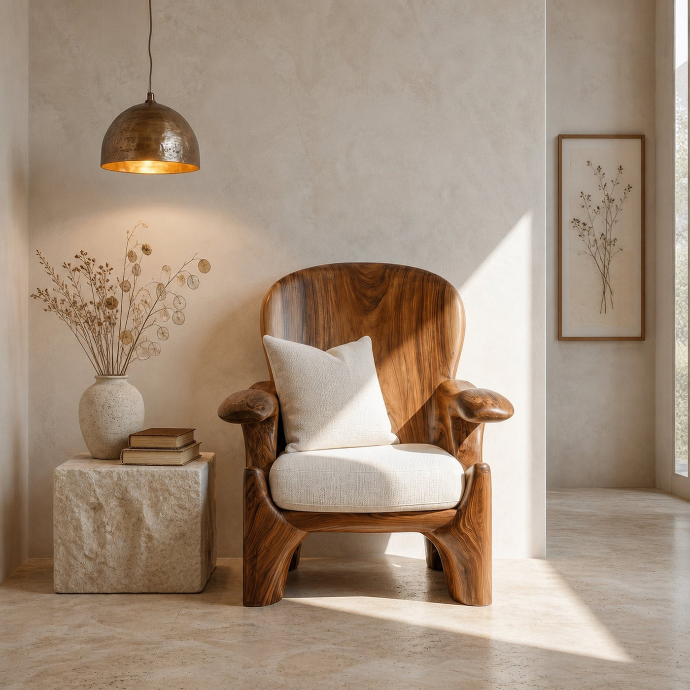 Rustic Wooden Armchair For Living Room Lounge Seating And Home Decor - product view 3