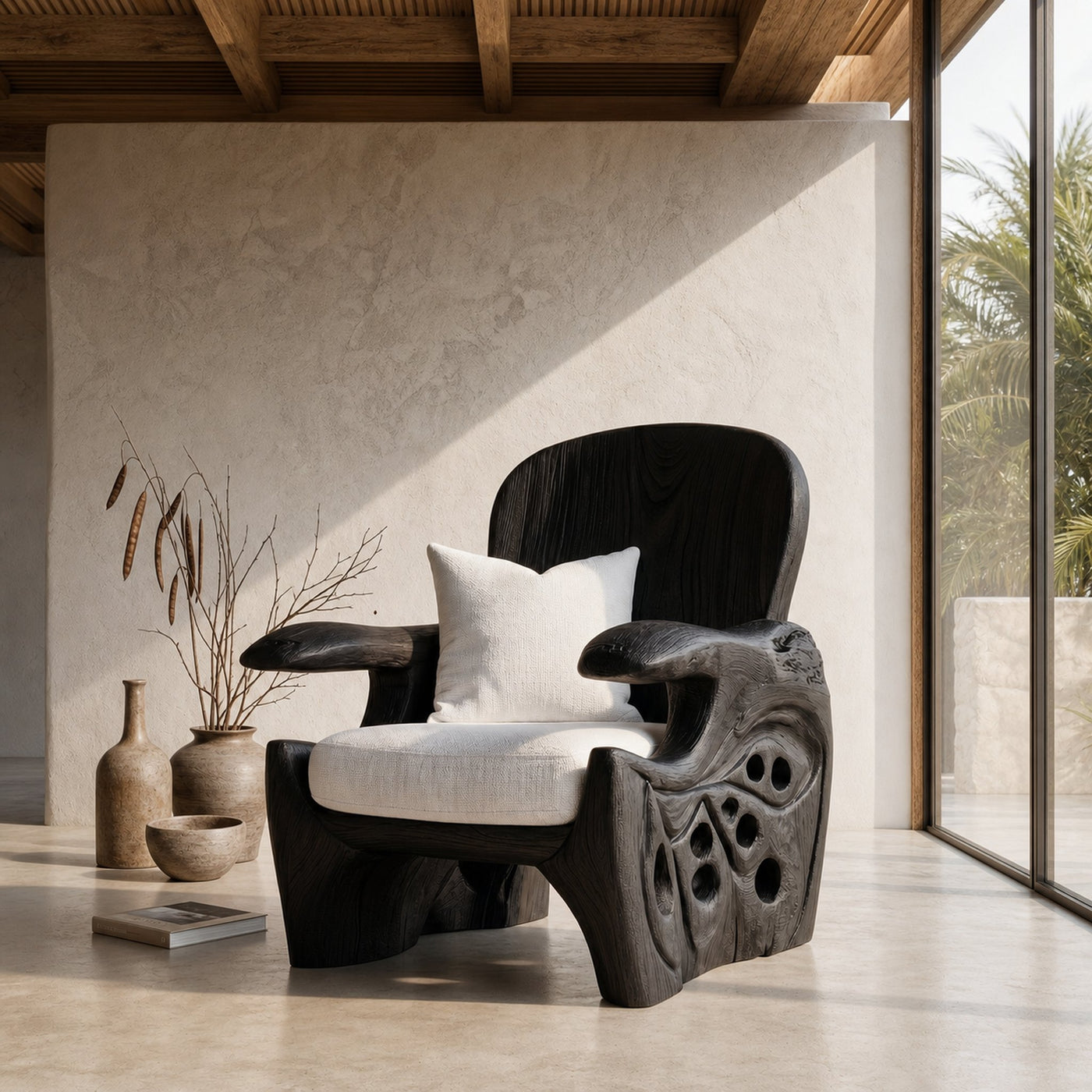Rustic Wooden Armchair For Living Room Lounge Seating And Home Decor - product view 4