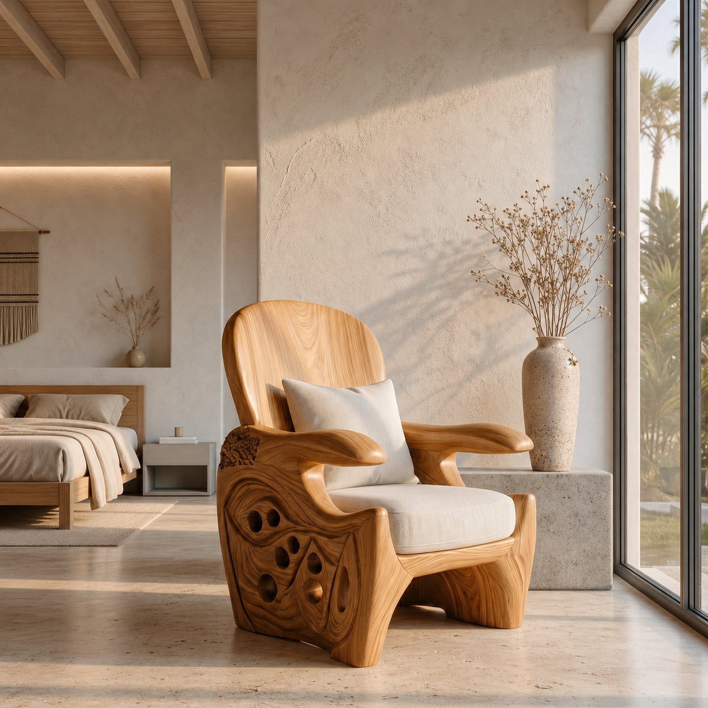 Rustic Wooden Armchair For Living Room Lounge Seating And Home Decor - product view 5