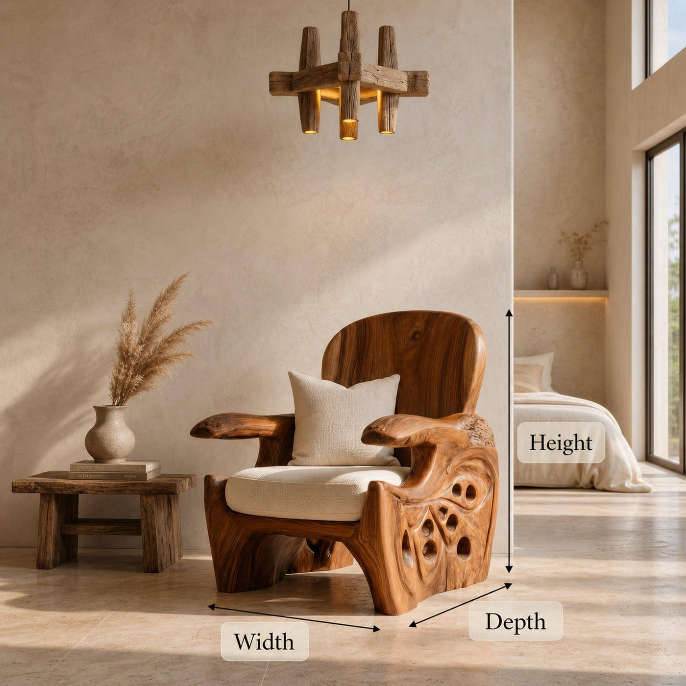Rustic Wooden Armchair For Living Room Lounge Seating And Home Decor - product view 8