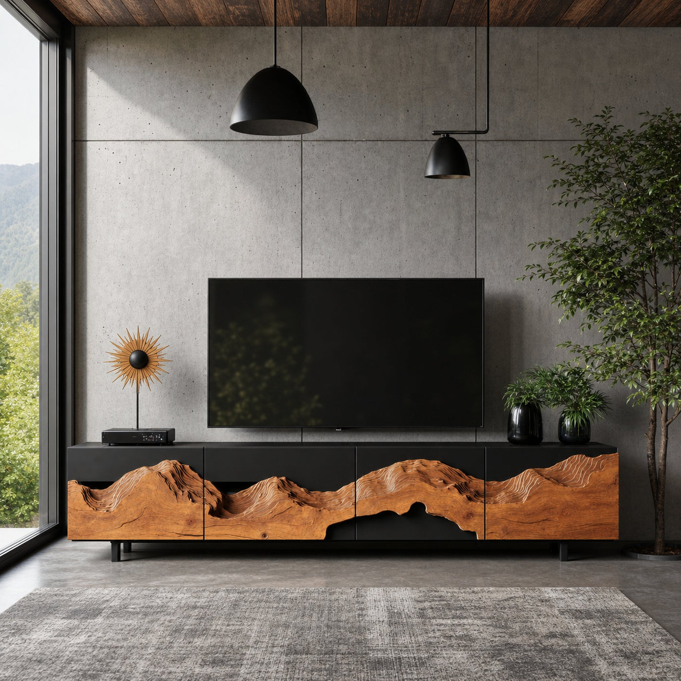 Rustic Wooden TV Cabinet For Living Room Setup