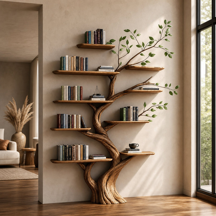 Rustic Wooden Tree Bookcase Home Space
