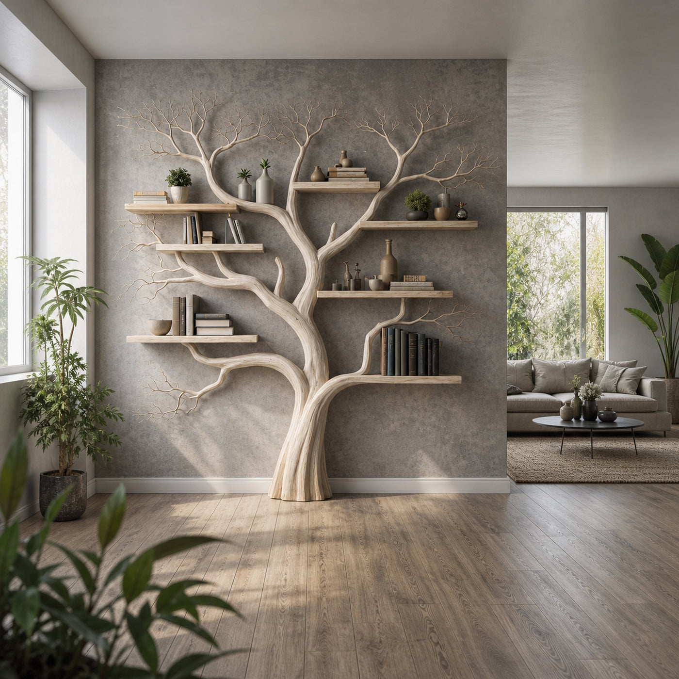 Rustic Wooden Tree Bookshelf For Bedroom Or Living Room - product view 2