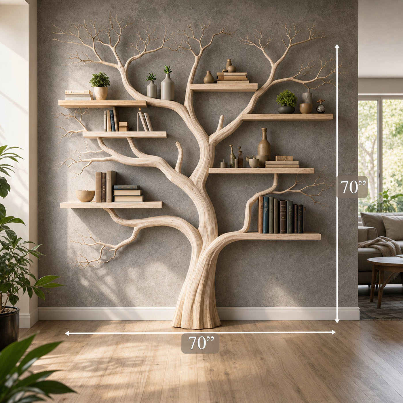 Rustic Wooden Tree Bookshelf For Bedroom Or Living Room - product view 4