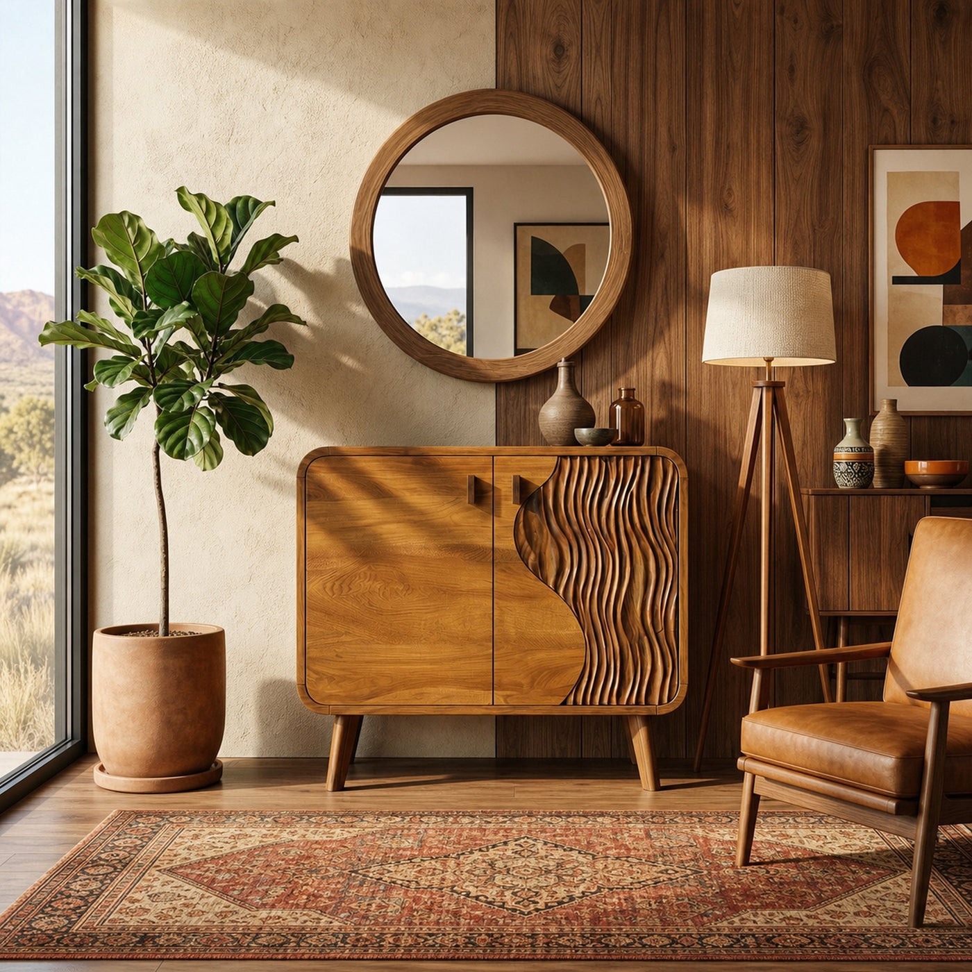 Rustic Woven Door Storage Cabinet For Entryway And Living Room Space - product view 6