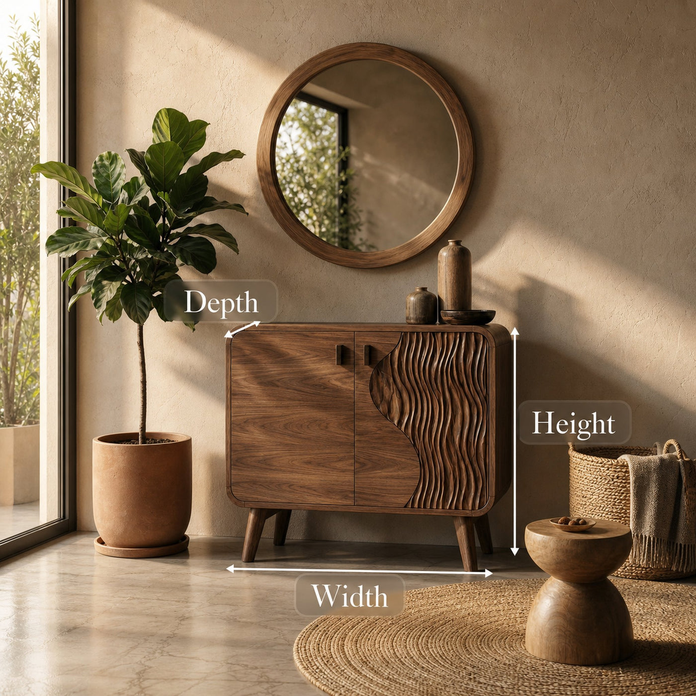 Rustic Woven Door Storage Cabinet For Entryway And Living Room Space - product view 8