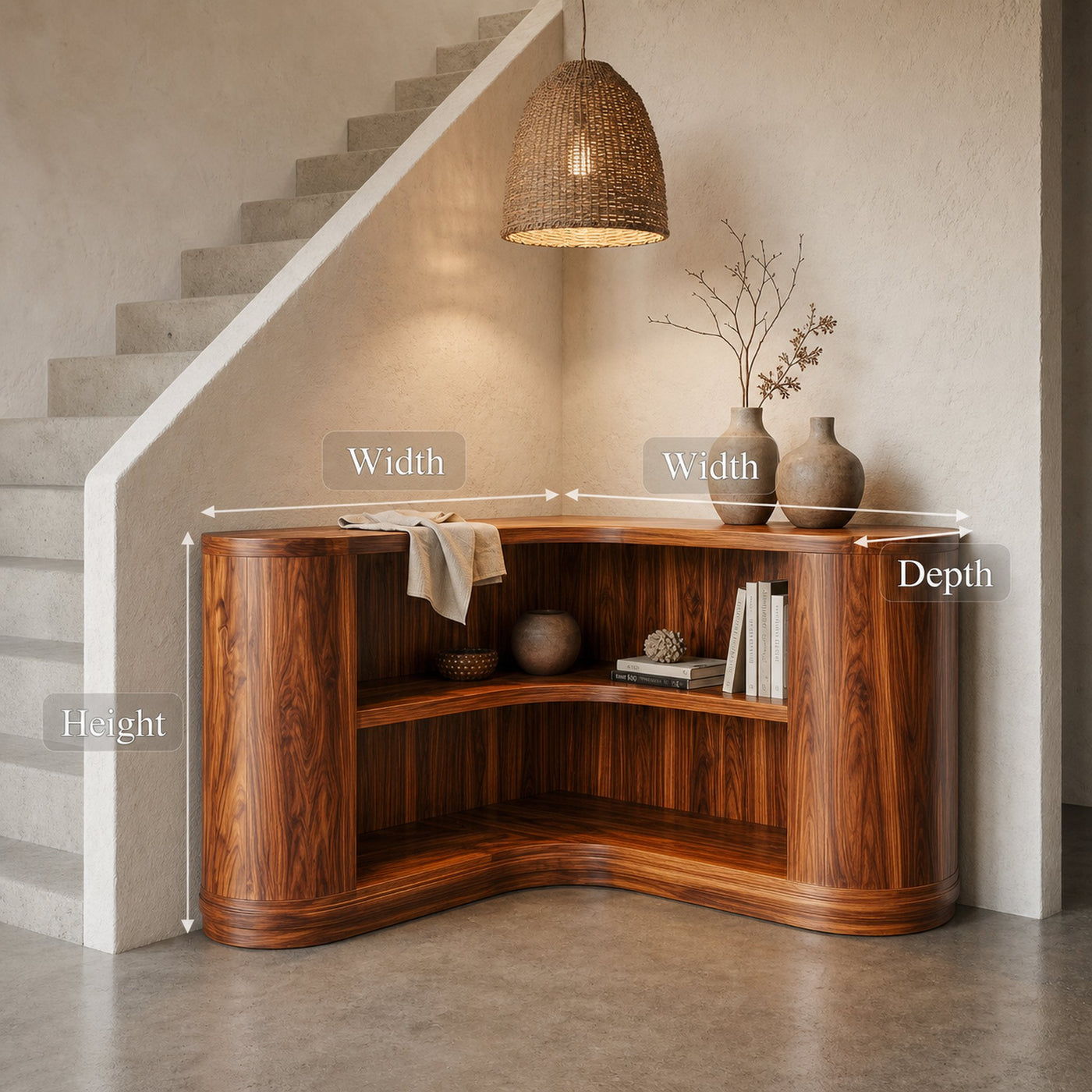 Scandinavian Corner Bookshelf With Simple Wooden Structure For Living Room - product view 8