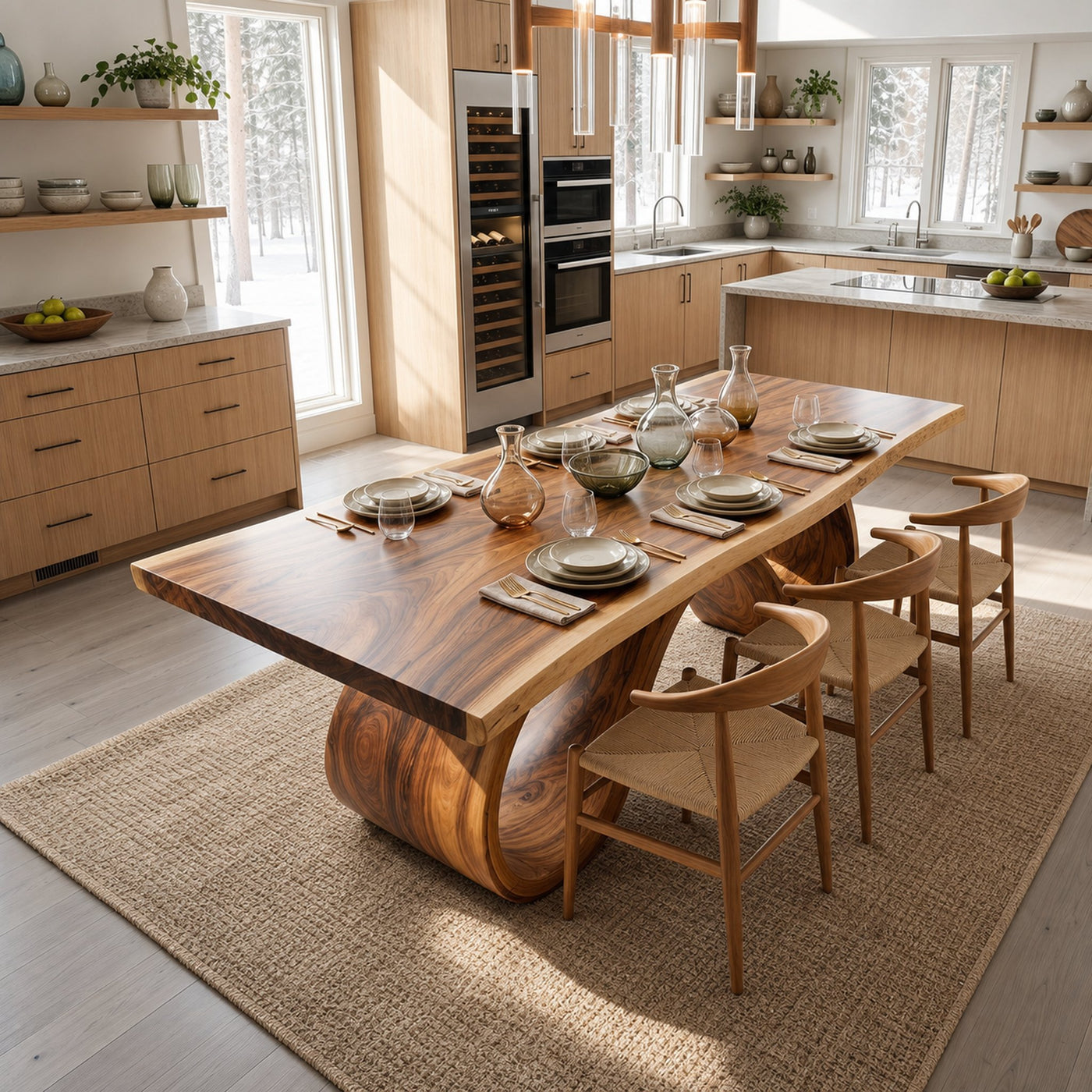 Scandinavian Irregular Dining Table For Everyday Dining Area - product view 3