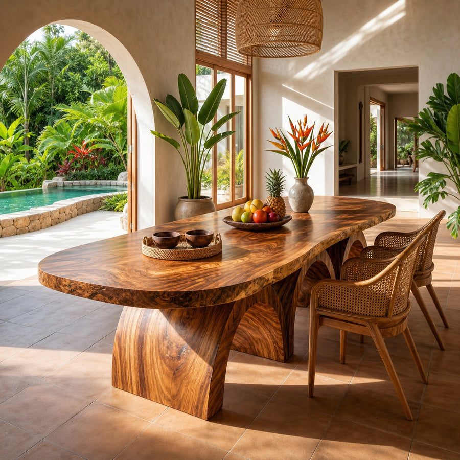 Scandinavian Live Edge Dining Table For Open Dining Area