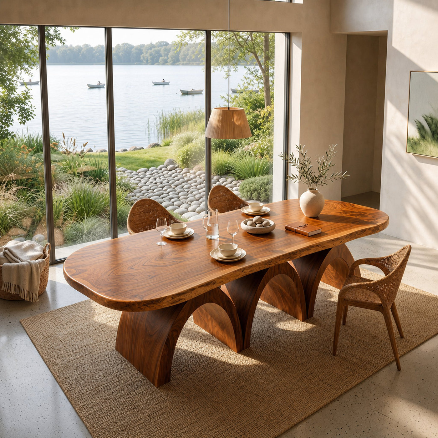 Scandinavian Live Edge Dining Table For Open Dining Area - product view 3