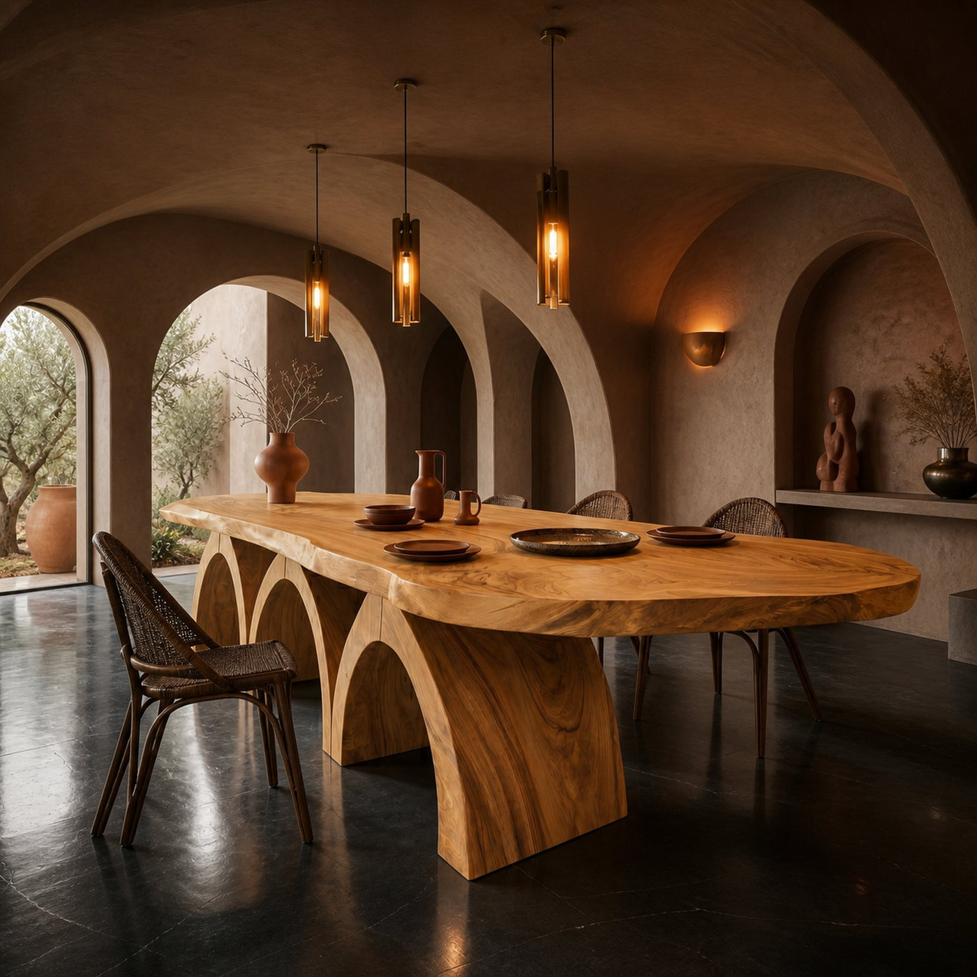 Scandinavian Live Edge Dining Table For Open Dining Area - product view 5